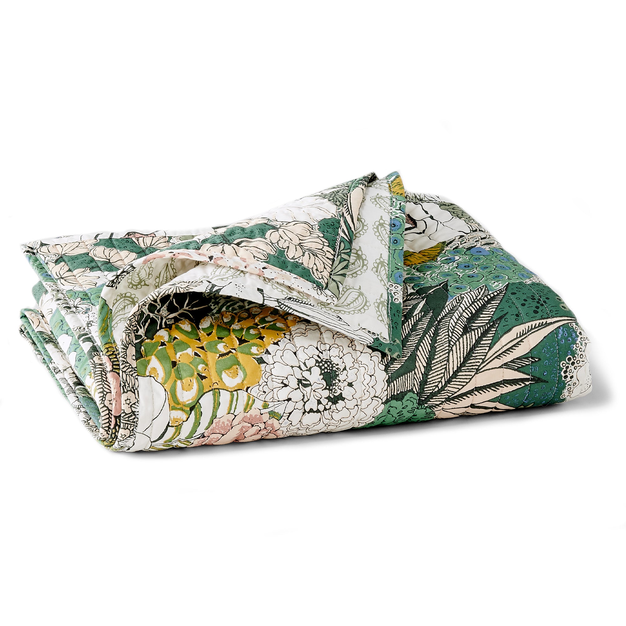 Bettina Floral Quilted Throw Blanket - Soft Lightweight Decorative Couch Cover for Sofa, Bed, or Outdoor Picnic - Cozy Home Decor Gift