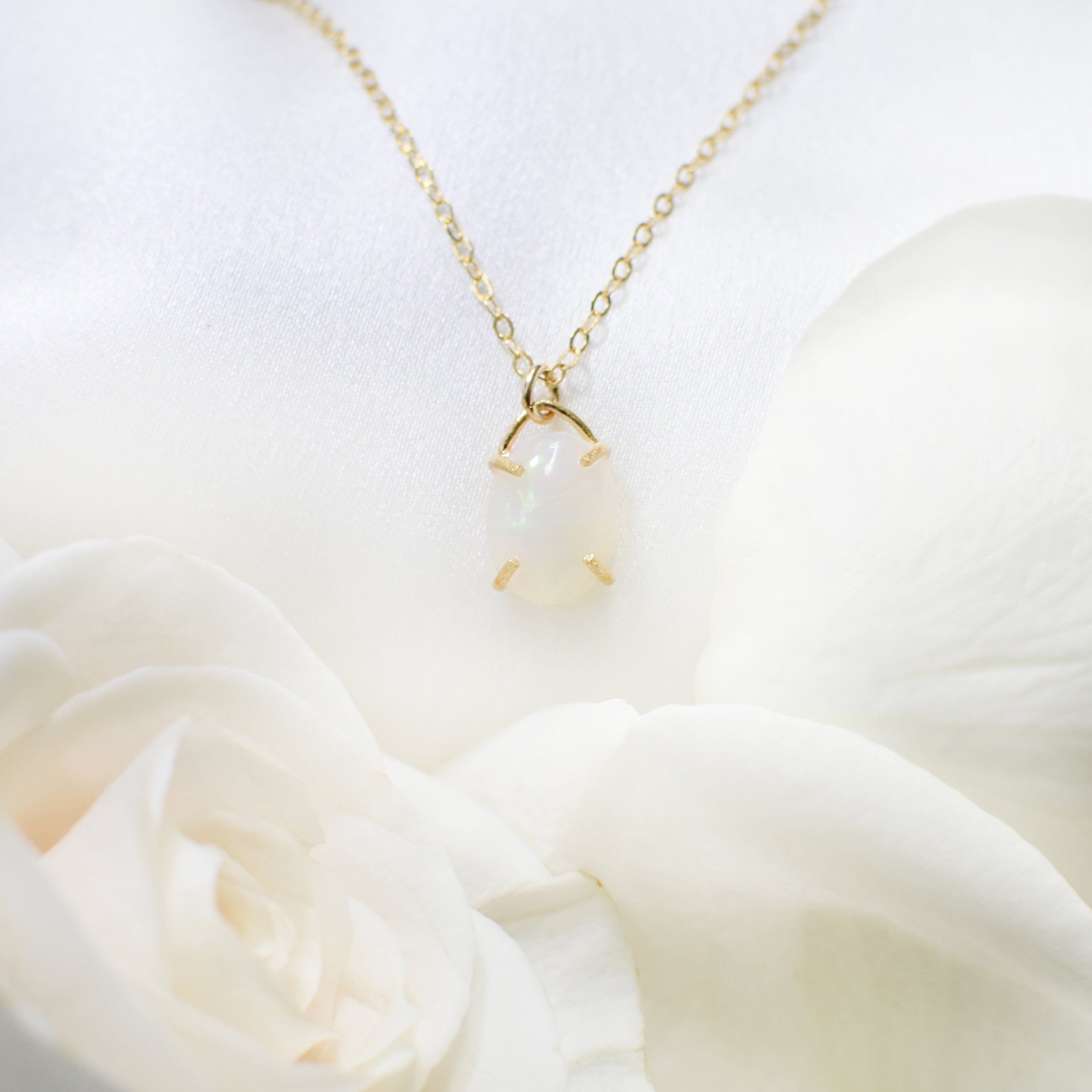 Fire Opal Huggie Charm Necklace - 14K Gold Filled Dainty Jewelry for Women - Perfect for Everyday Wear, Date Nights & Special Occasions