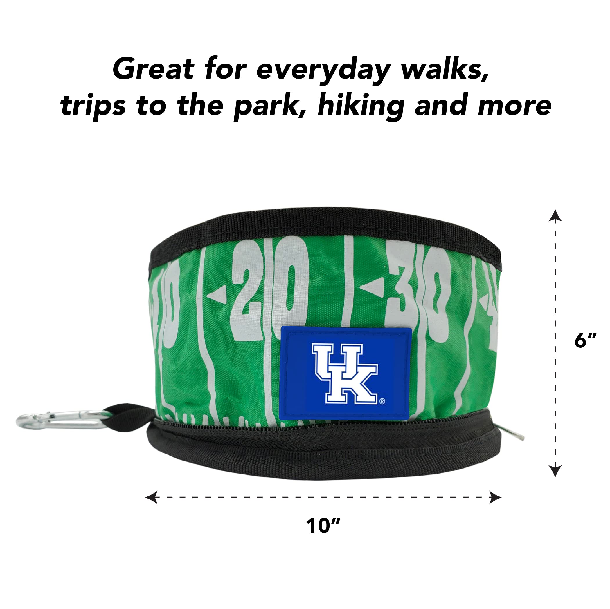 NCAA Kentucky Wildcats Collapsible Dog Travel Bowl - Portable Pet Food & Water Dish for Dogs & Cats | Leak-Proof, Lightweight Football Field Design | Perfect for Hiking, Camping & Road Trips