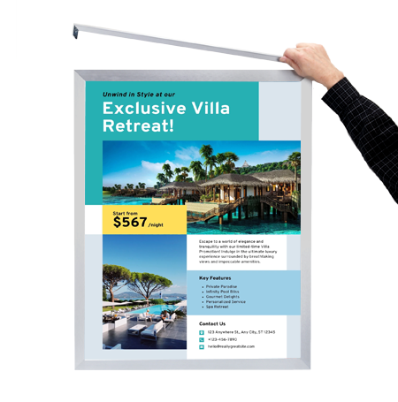 8x10 Euro Style Top Load Poster Frame - Fast Change Slide-In Sign Holder for Posters, Artwork & Photos - Perfect for Home, Office & Gallery Displays