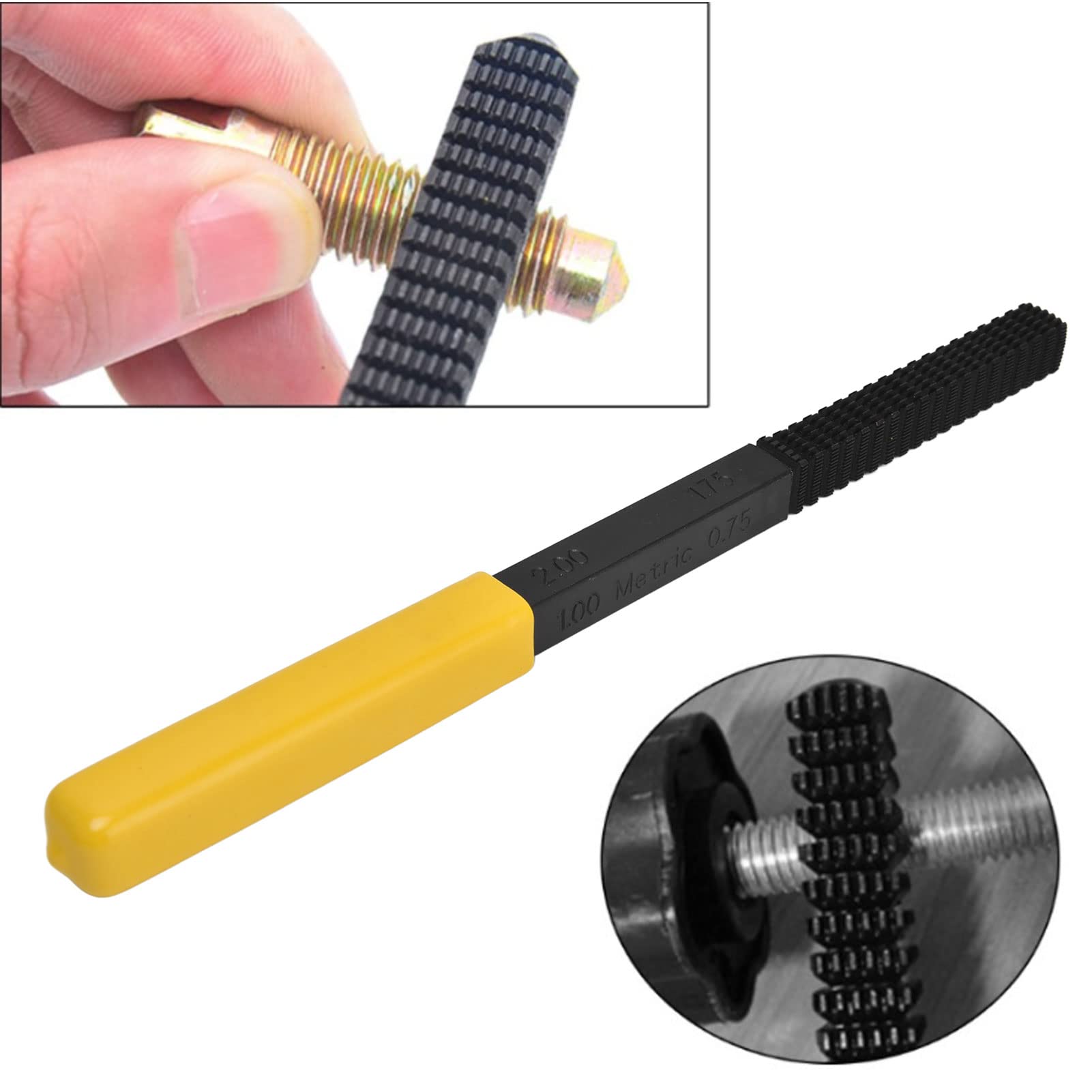Cyrank Metric Thread File - Screw Thread Repair & Restoration Tool with Detachable Handle - Perfect for Automotive, Plumbing, and DIY Projects