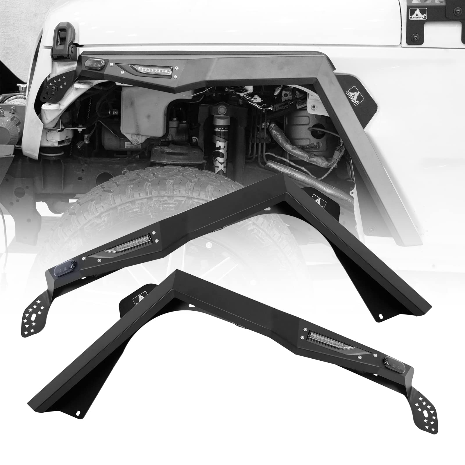 NIXON OFFROAD Front Fender Flares for 2018-2021 Jeep Wrangler JL with LED Turn Signals | Durable Off-Road Protection for Adventure & Trail Riding