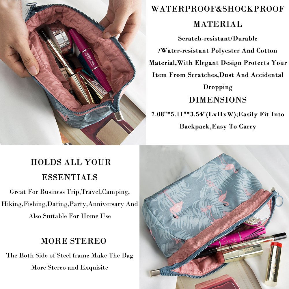 Light Blue Makeup Bag for Women - Travel Cosmetic Organizer with YKK Zipper, Brush Pouch & Jewelry Storage | Portable Toiletry Kit for Cosmetics, Electronics & Hard Drives | Perfect for Travel, Gym & Daily Use