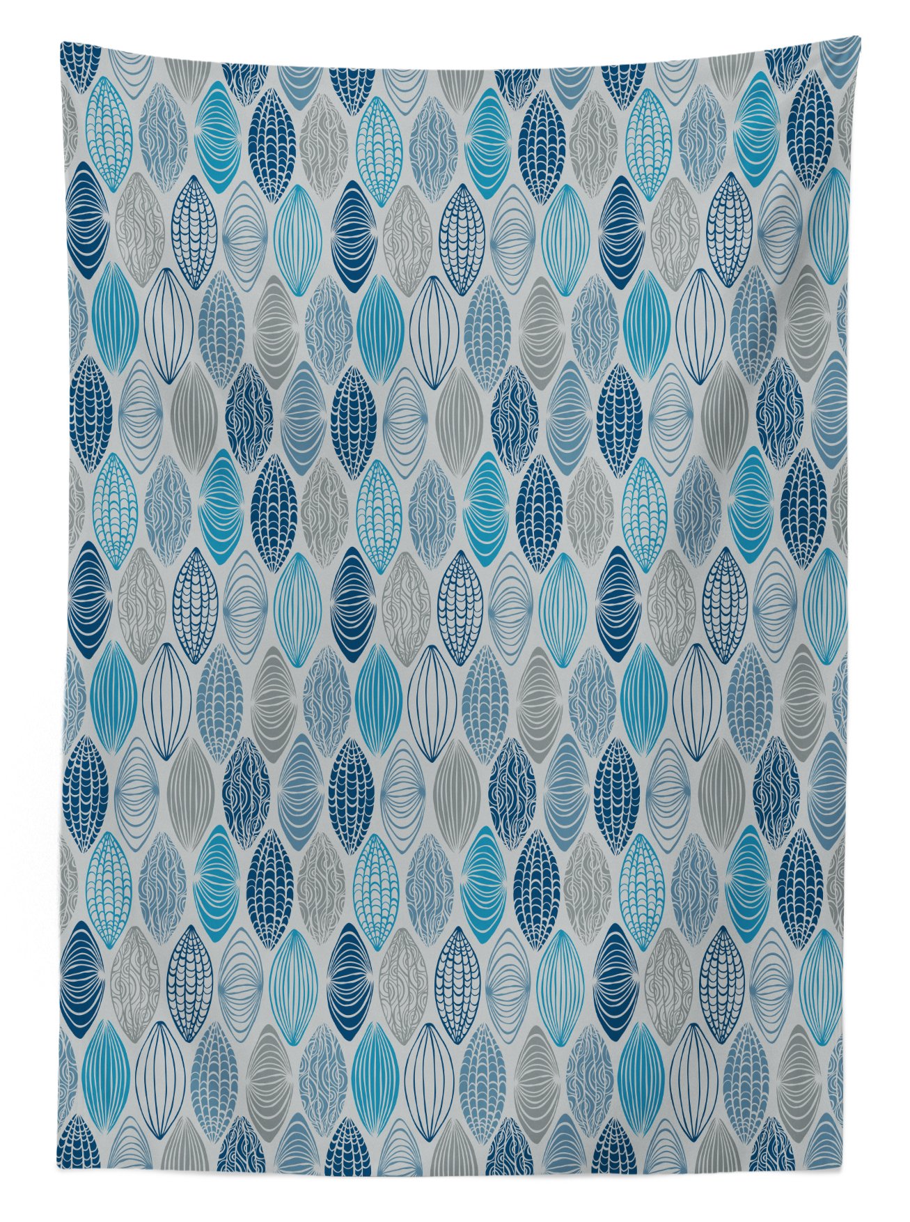 Ambesonne Grey Blue Tablecloth with Round Swirls, Stripes & Ornamental Motifs - 60x84 Inch Rectangular Dining Table Cover for Kitchen & Parties - Pale Blue Navy Blue Home Decor