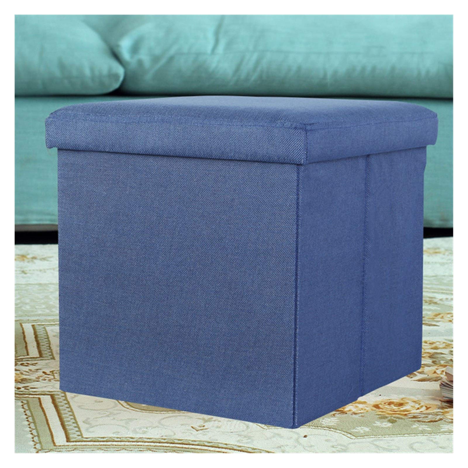 Foldable Storage Footrest & Seat Stool - Multifunctional Ottoman Bench with Storage for Shoes, Blankets & Toys - Green Folding Storage Box (25x25x25cm) - Perfect for Living Room, Bedroom & Office Organization
