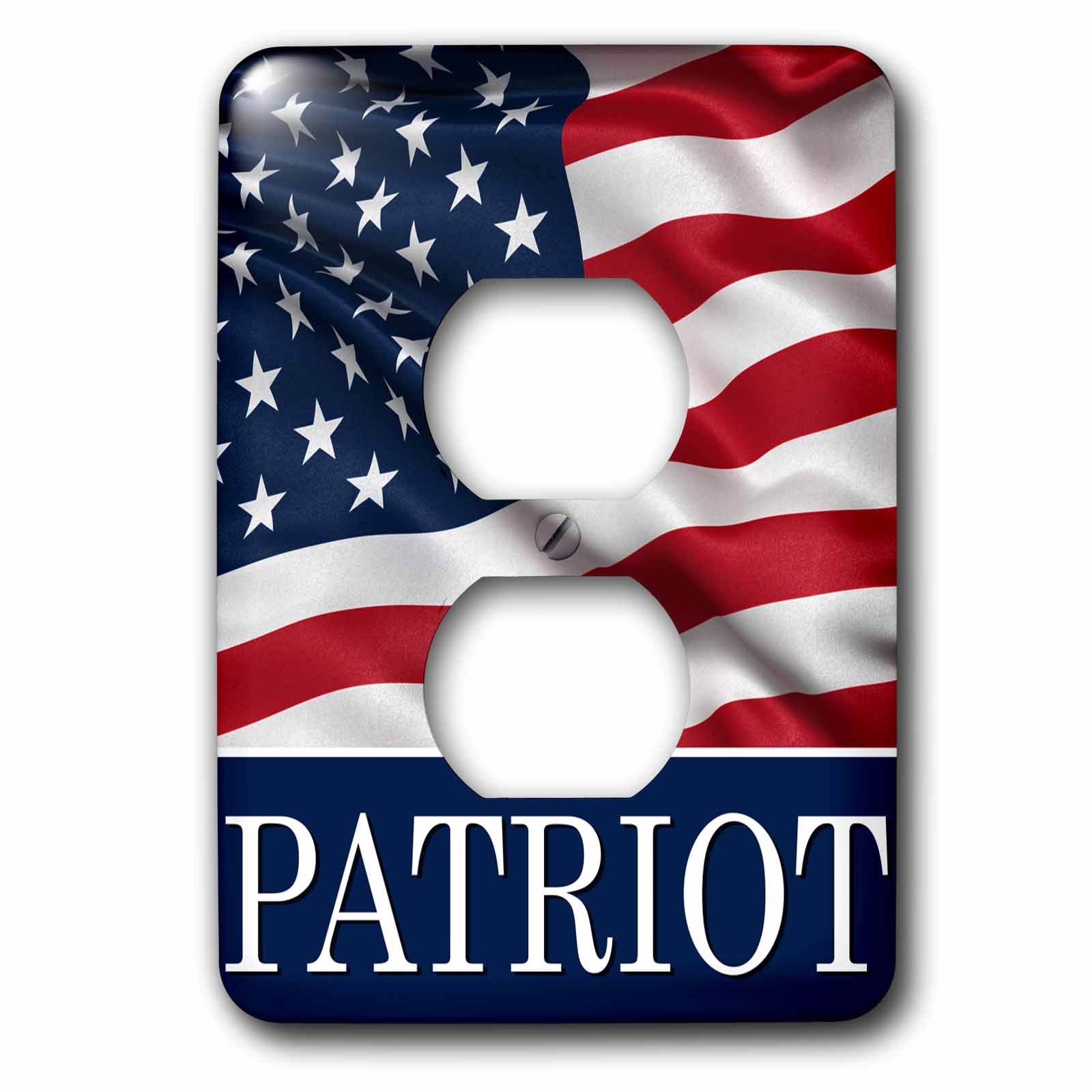 3D Rose USA Patriot with Flag Plug Outlet Cover - American Flag Decor for Home, Office & Gifts - Wall Plate for Electrical Outlets, Patriotic Home Decor Accessory