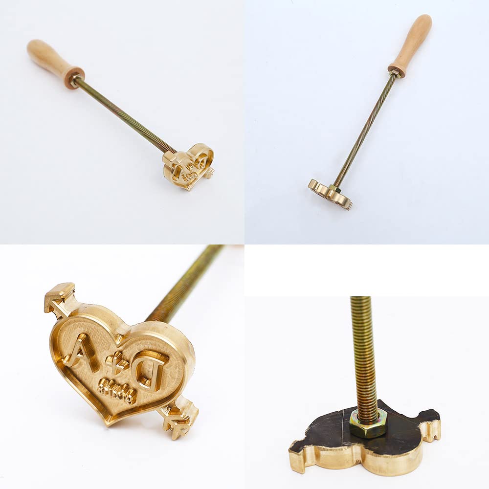 Custom Logo Wood Branding Iron - Durable Leather & BBQ Heat Stamp with Handle - Wedding Arrow & Hearts Design - Perfect for DIY Crafts, Leatherworking & Personalized Gifts
