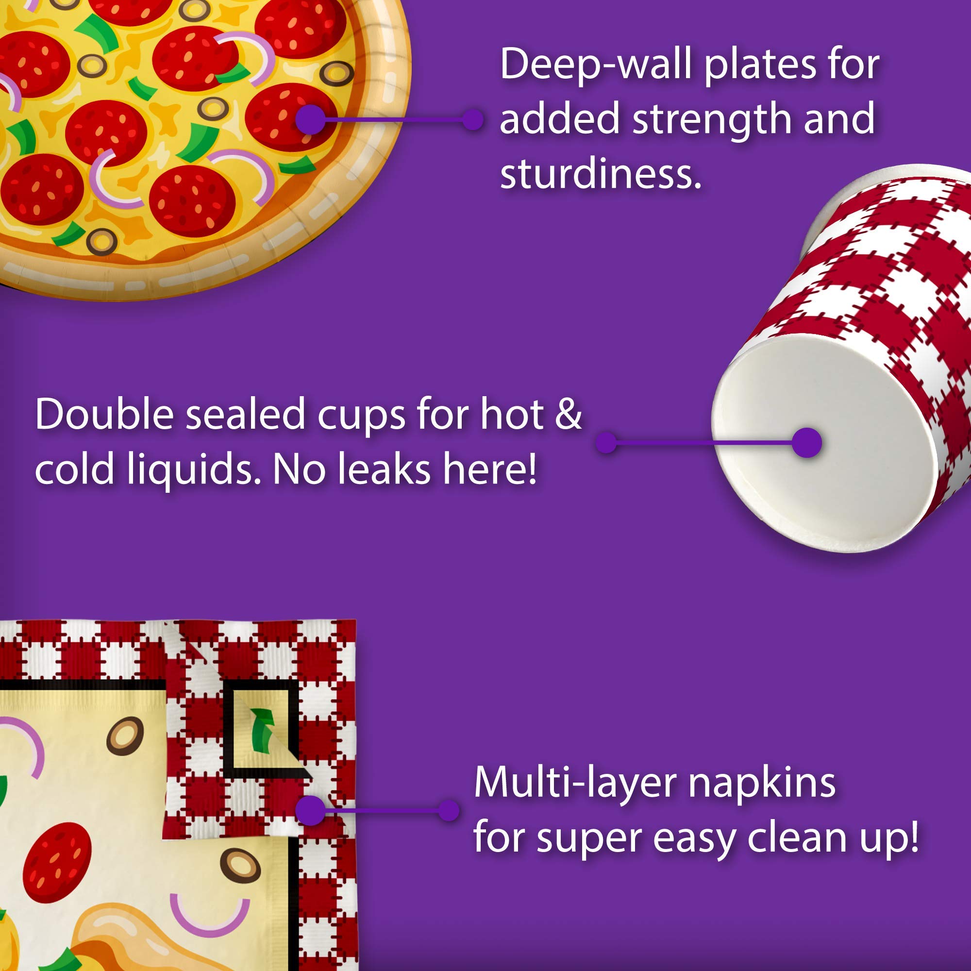 **16-Piece Pizza Themed Birthday Party Supplies Set - Plates, Napkins, Cups & Tableware Kit for Kids & Adults - Perfect for Pizza Parties, Birthdays & Family Gatherings**