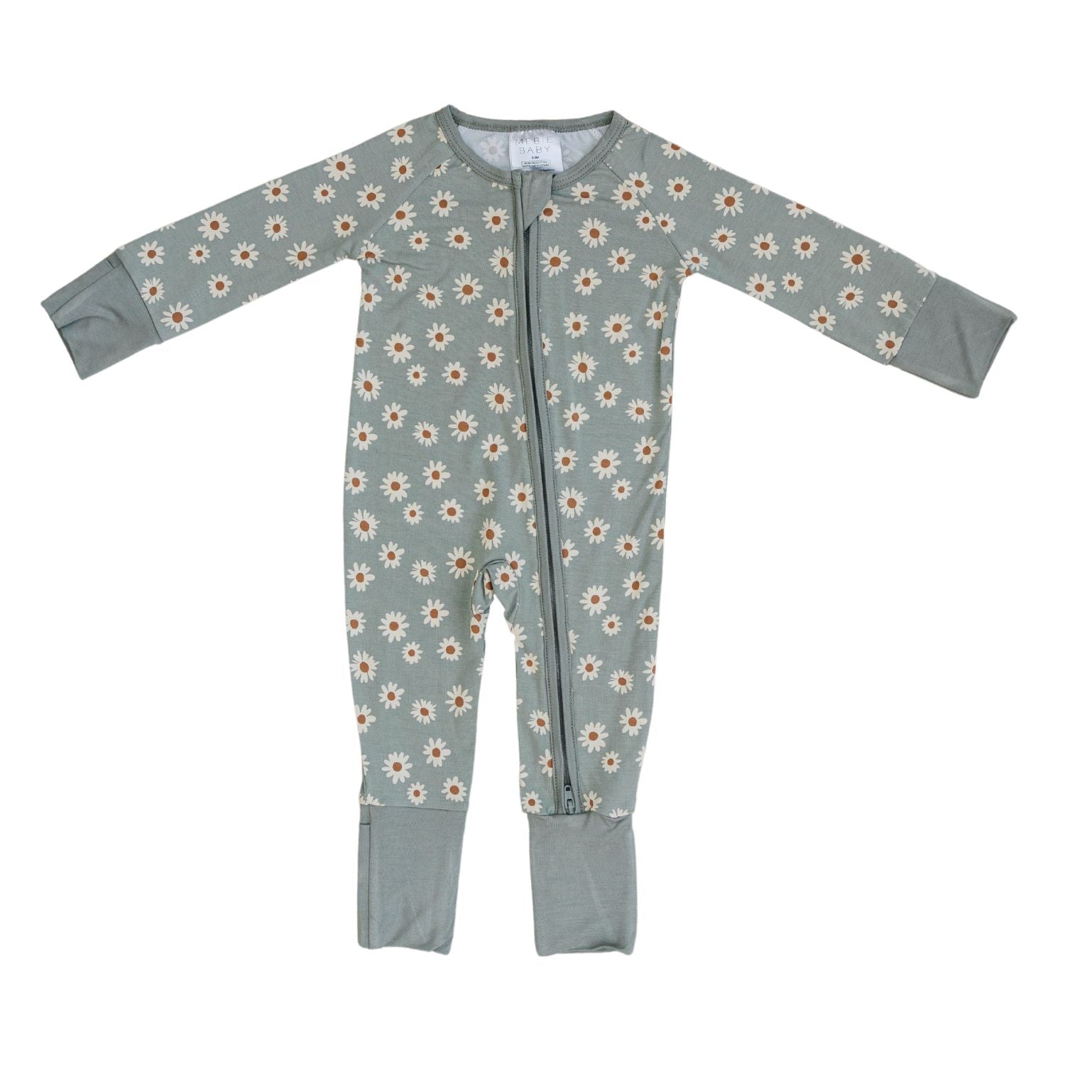 Bamboo Zipper Pajama Set - Soft & Breathable Light Green Daisy Print Sleepwear for Women | Perfect for Lounging, Sleep & Relaxation at Home