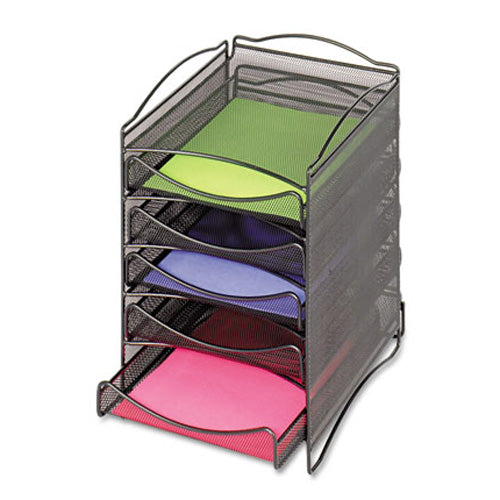 Black 5-Drawer Wire Mesh Stackable Literature Organizer - Perfect for Office, Home, or Classroom Document Storage & Organization