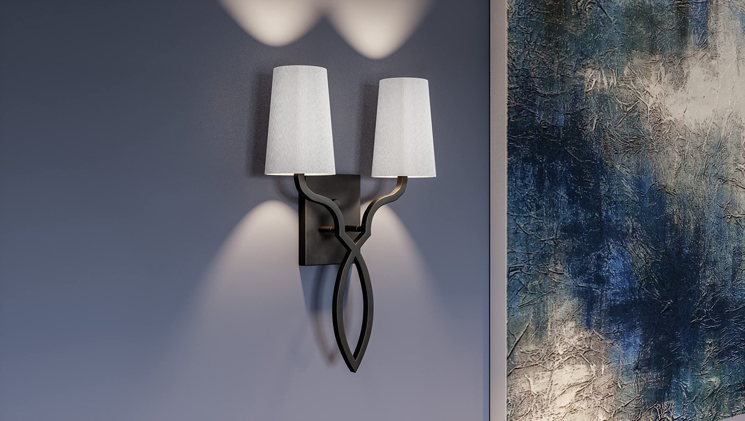 Quoizel O'Hare 2-Light Matte Black Wall Sconce - Modern Indoor Lighting Fixture for Bedroom, Living Room & Hallway Decor