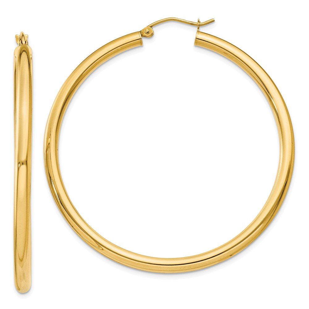 10K Yellow Gold Polished 3mm Tube Hoop Earrings for Women - Classic Minimalist Dainty Everyday Jewelry Gift (10T943) - Perfect for Work, Date Night & Special Occasions