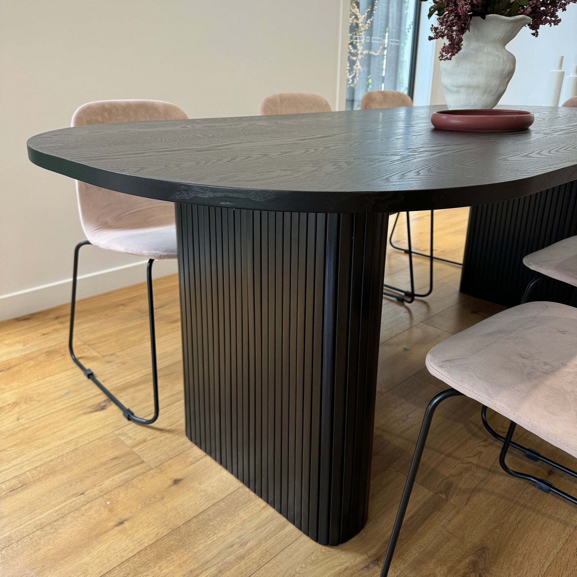 ASTON 220cm Black Dining Table - Modern Large Kitchen Table for Family Gatherings & Dinner Parties