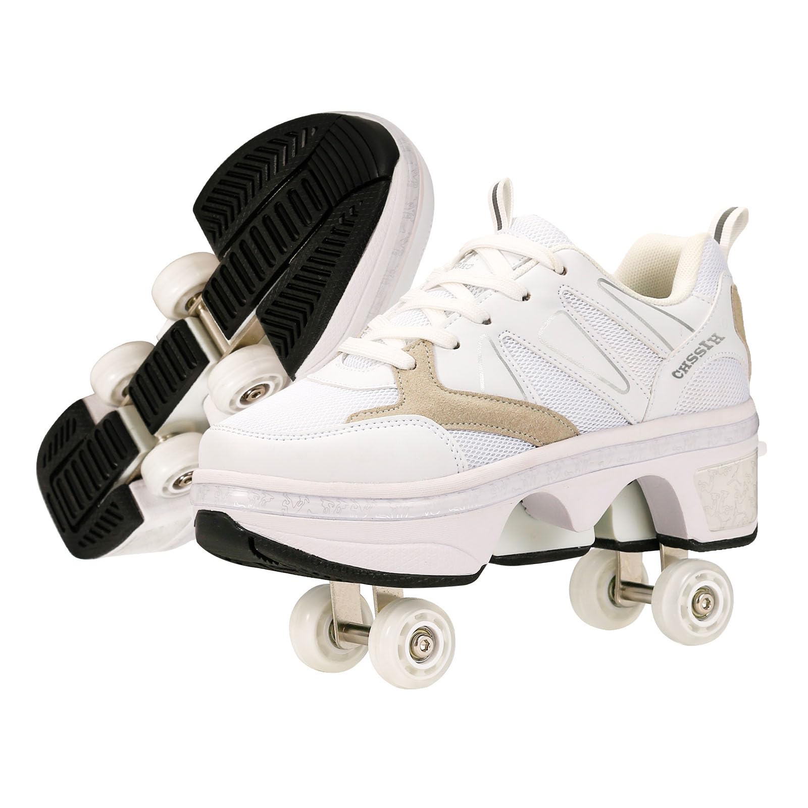 CHSSIH Roller Skate Shoes for Girls, Boys & Women - Retractable Wheel Sneakers for Indoor & Outdoor Skating - Perfect for Kids Birthday & Christmas Gifts - Fun for Parks, Rinks & Parties