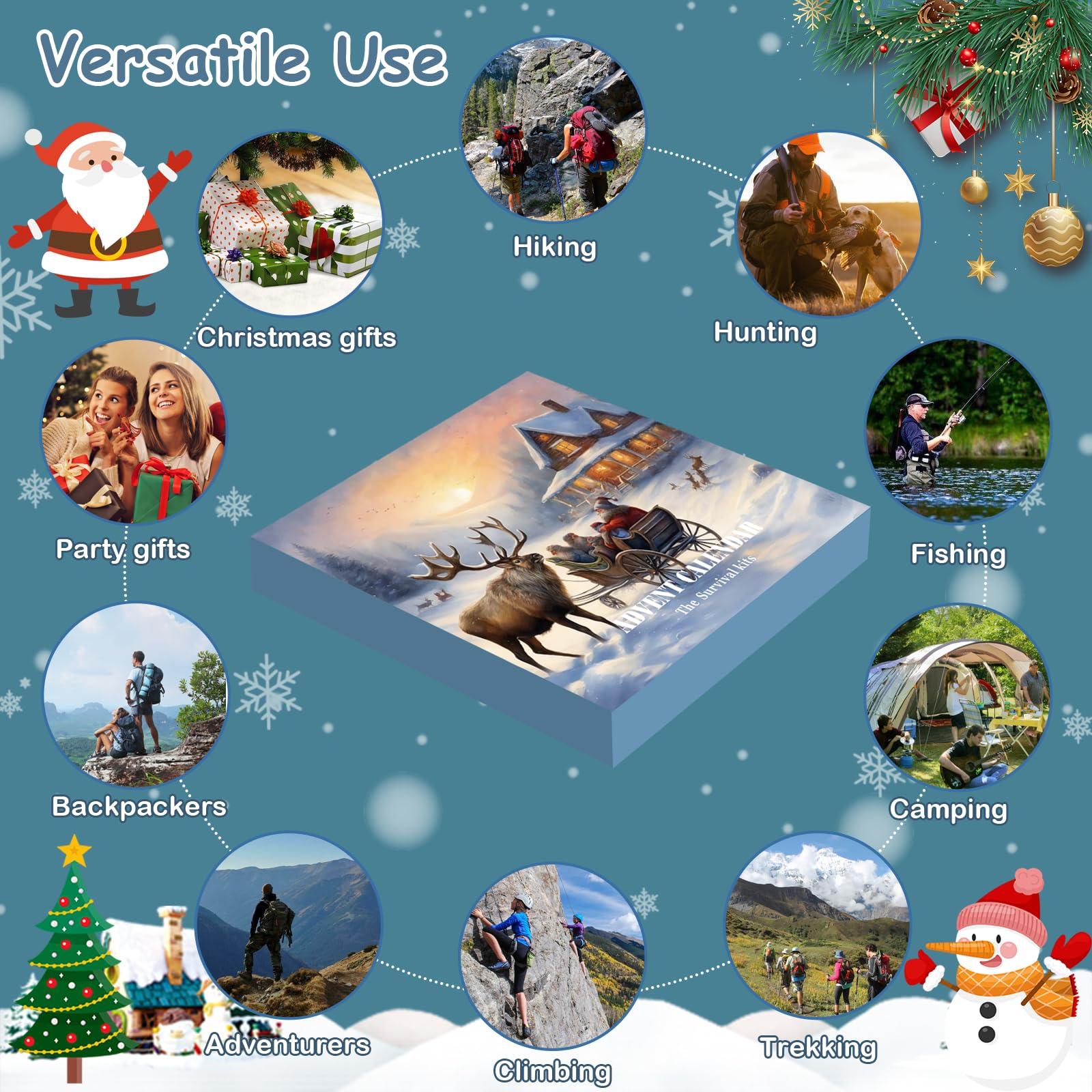 24-Day Advent Calendar 2024 for Adults - Premium Christmas Countdown Survival Kit with Camping Gear & Outdoor Gadgets - Perfect Holiday Gift for Adventurers, Hikers & Camping Enthusiasts - Great for Christmas Parties, Stocking Stuffers & Outdoor Adventures