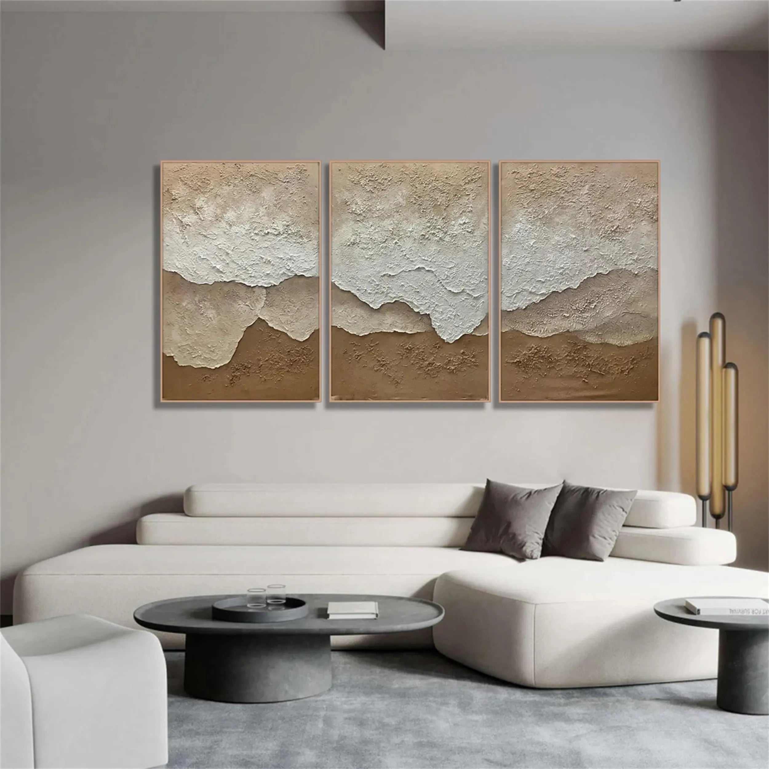Ocean and Sky Painting Set of 3 - Abstract Seascape Wall Art for Living Room, Bedroom, Office Decor | Modern Coastal Home Decorations