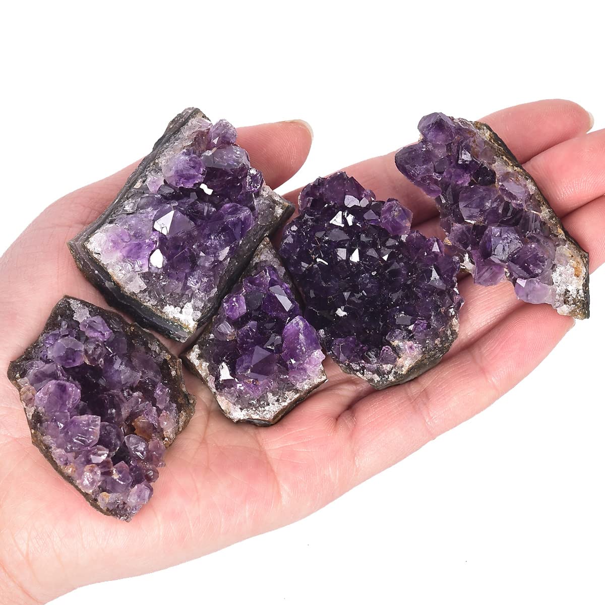 Natural Raw Amethyst Geode Clusters - 1.1 Lbs Purple Healing Crystals for Meditation, Reiki & Home Decor (1-2 Inch) | JIC Gem Witchcraft Specimen & Spiritual Stone Collection
