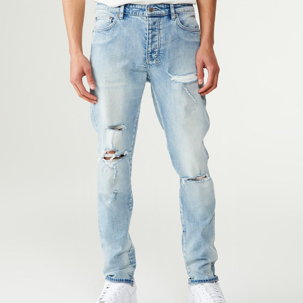 Chitch Punk Blue Thrashed - Vintage Distressed Denim Jacket for Men & Women | Perfect for Concerts, Streetwear & Casual Outfits