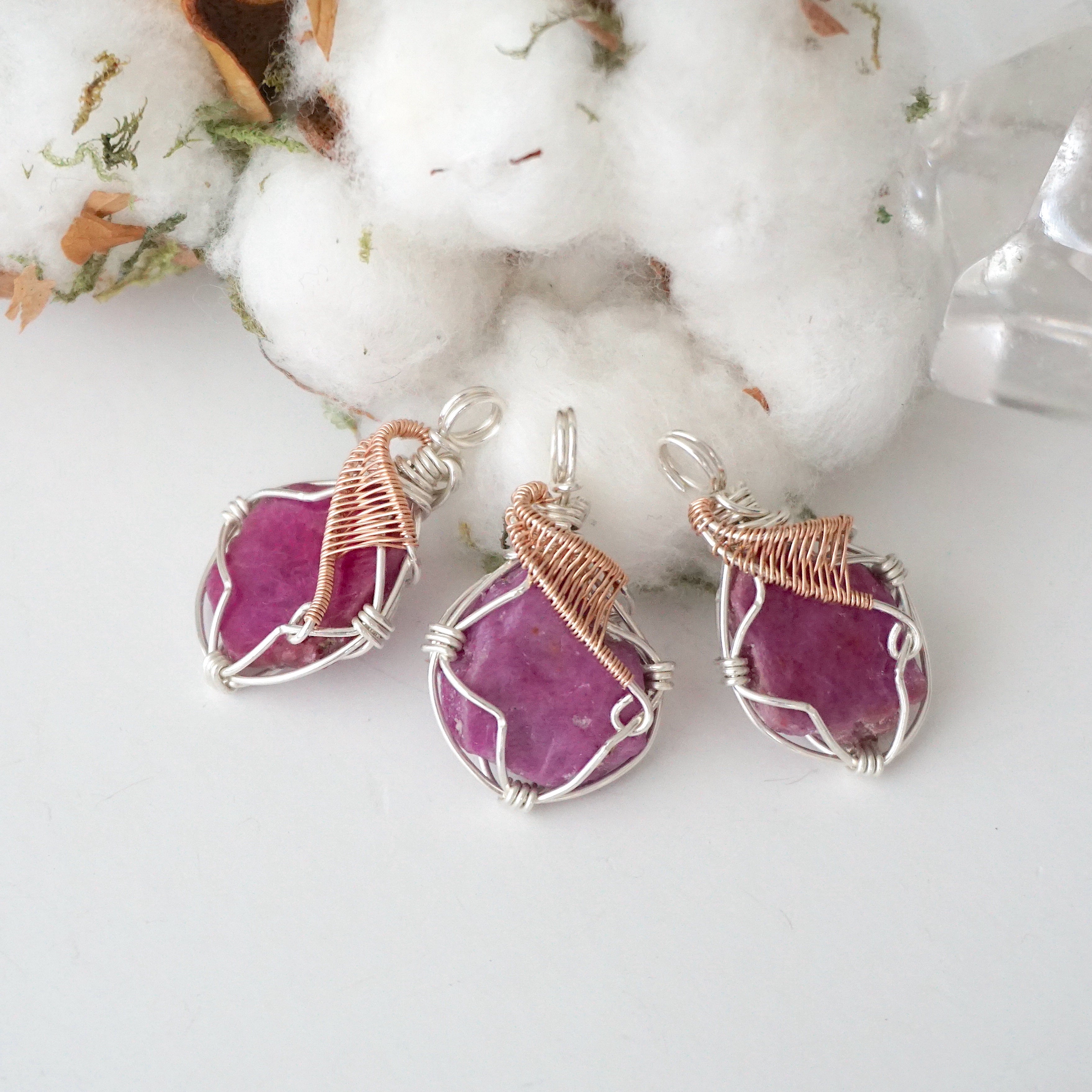 Natural Raw Ruby Crystal Necklace - Sterling Silver & 14K Gold Pendant Jewelry for Women | Elegant Gift for Birthday, Anniversary & Special Occasions