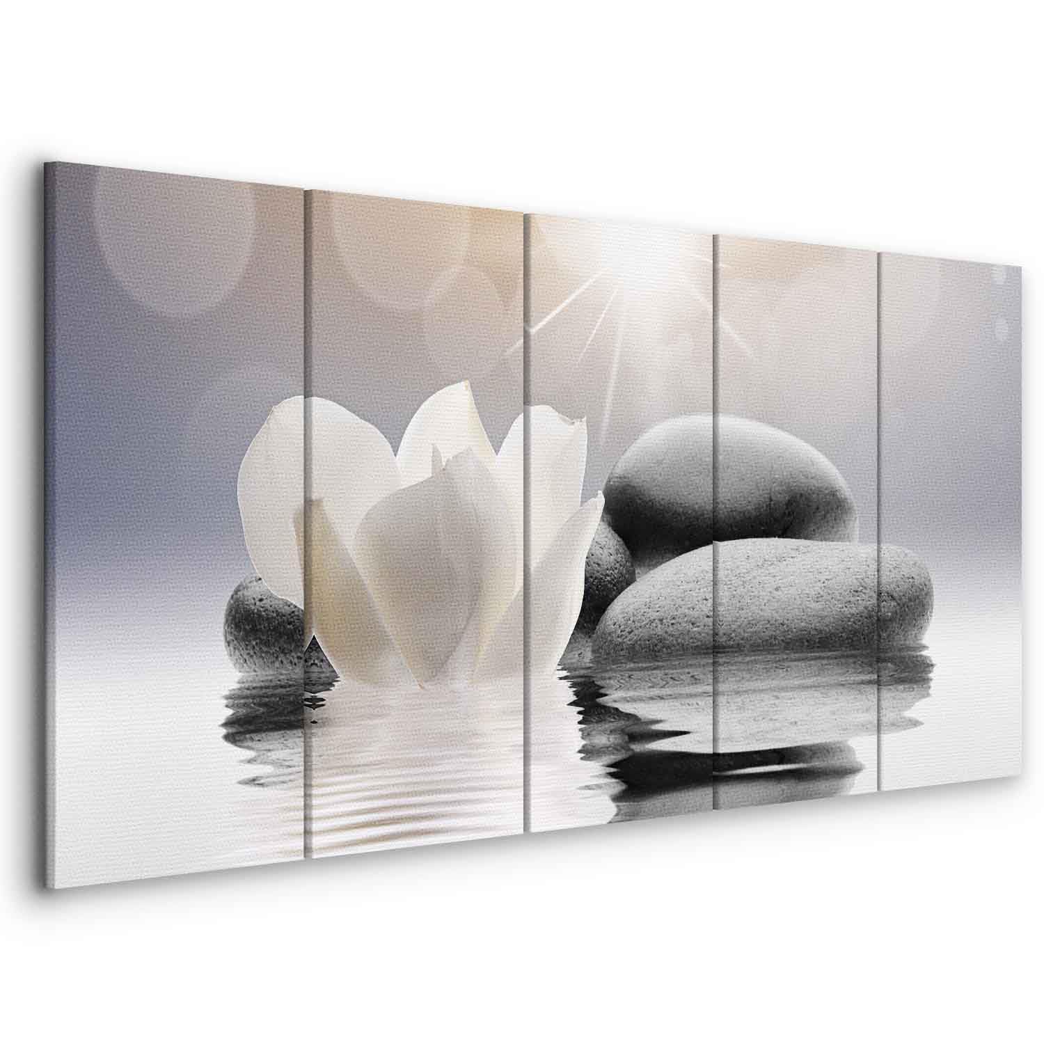 Zen Spa Canvas Wall Art Print - 5-Piece Framed Stretched Picture Set (80x31 inches) for Home & Office Decor | Meditation Room, Yoga Studio & Relaxation Space