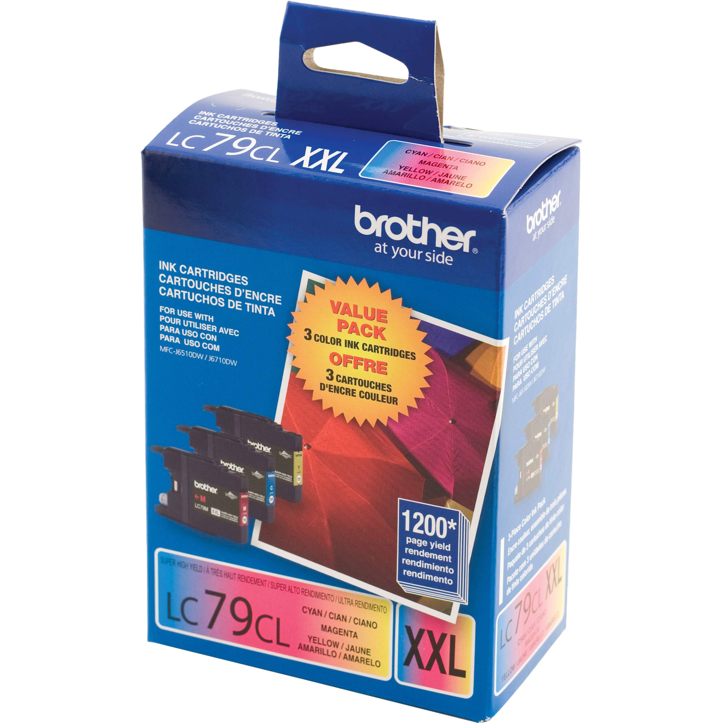 Brother LC793PKS 3-Pack Ink Cartridges - LC79C, LC79M, LC79Y - Compatible with Brother Printers - High-Quality Printing for Home & Office Use