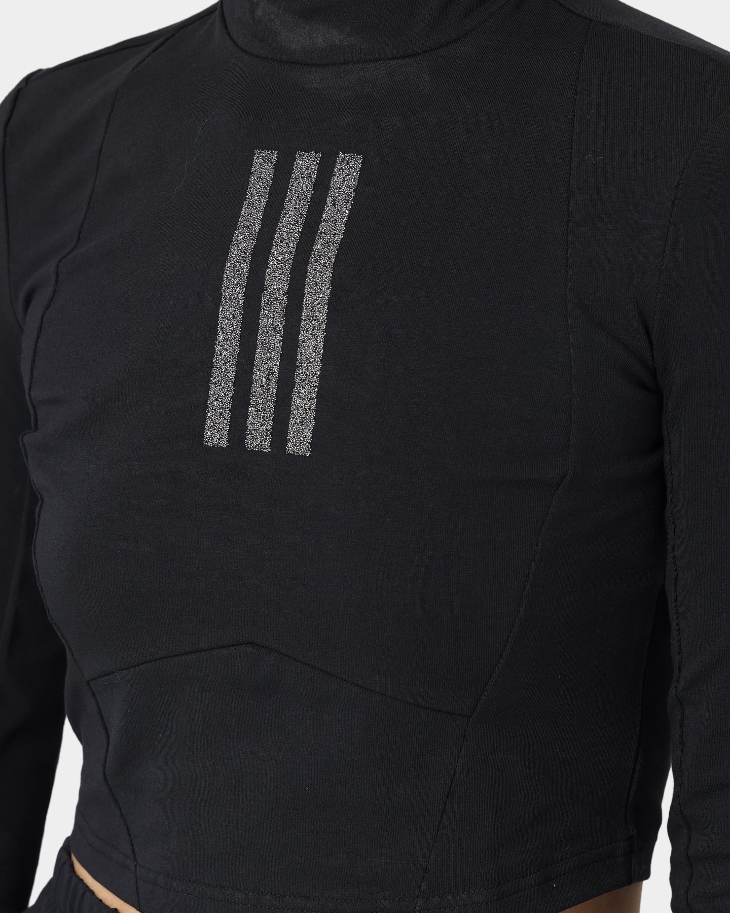 Adidas Women's Swarovski Crystal Embellished Long Sleeve T-Shirt - Black Athletic Top for Workout & Casual Wear