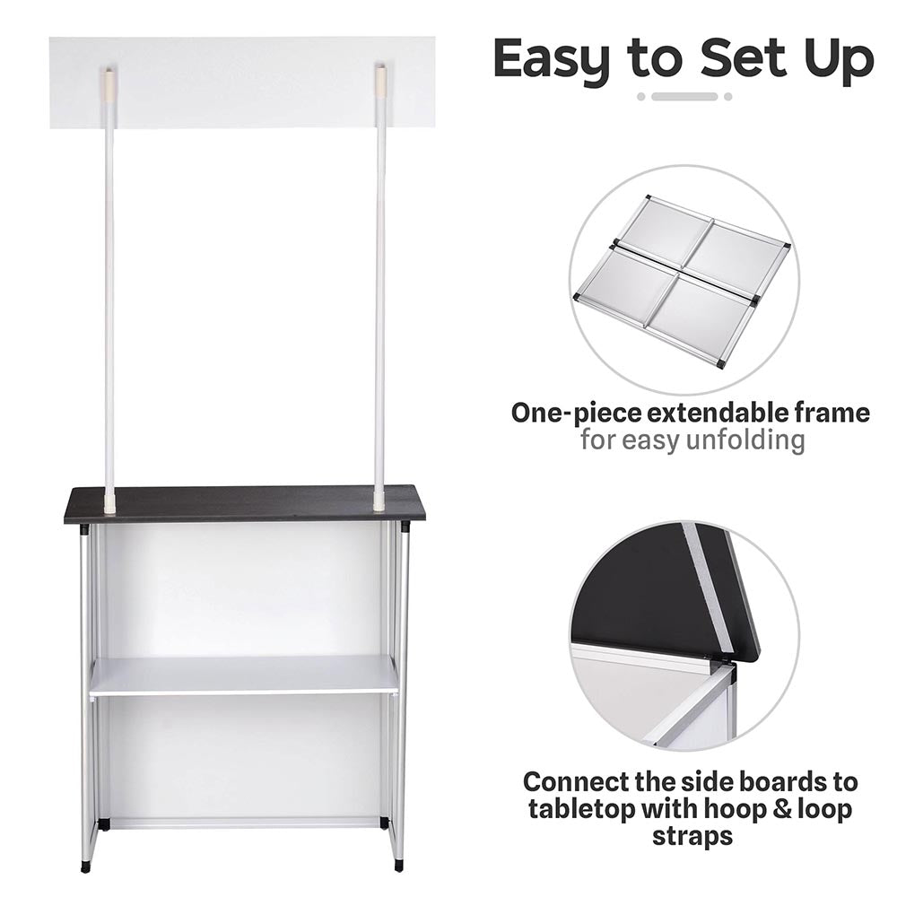 TheLAShop Portable Promotional Demo Counter - Lightweight Folding Trade Show Display Stand with Custom Logo Printing for Retail Stores, Exhibitions & Business Events