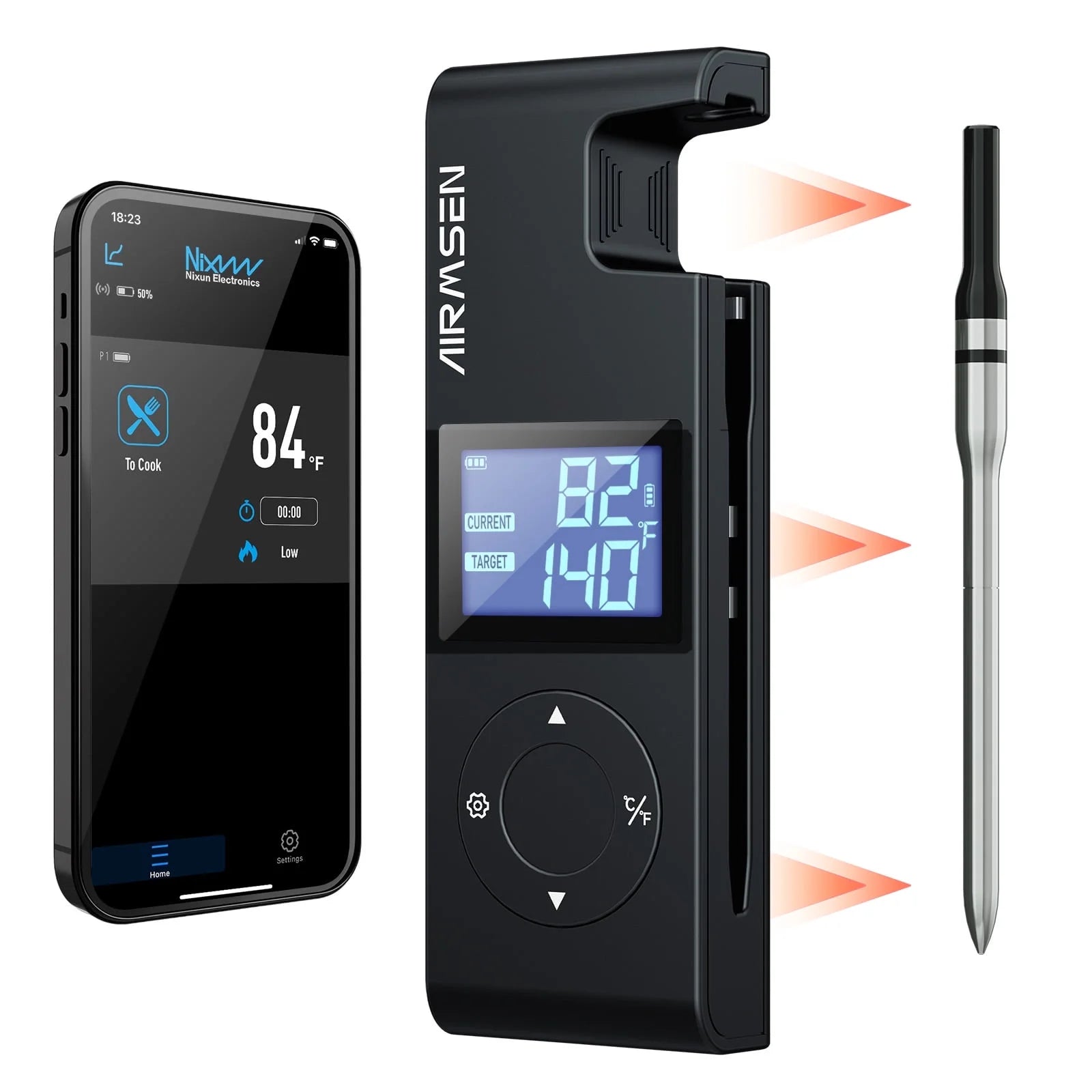 600FT Long Range Wireless Meat Thermometer with Standalone Display & Bluetooth 5.4 - Perfect for Grilling, Smoking, and BBQ Cooking Outdoors