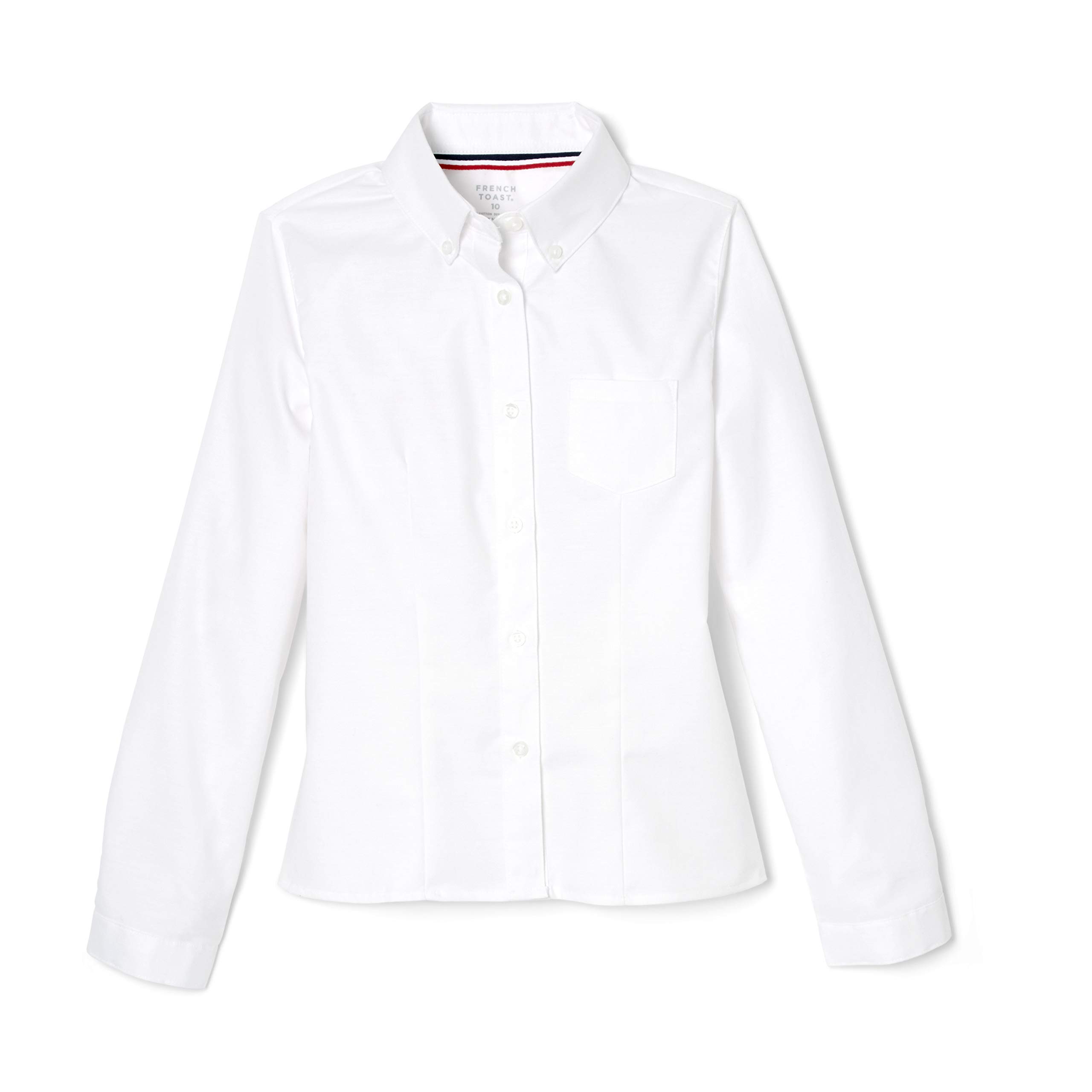 French Toast Girls' Long Sleeve Darted Oxford Shirt - Classic School Uniform & Dressy Casual Top for Kids