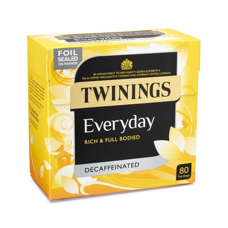 Twinings Everyday Decaffeinated Tea Bags - 80 Count | Premium Black Tea | Caffeine-Free | Perfect for Relaxation & Evening Enjoyment