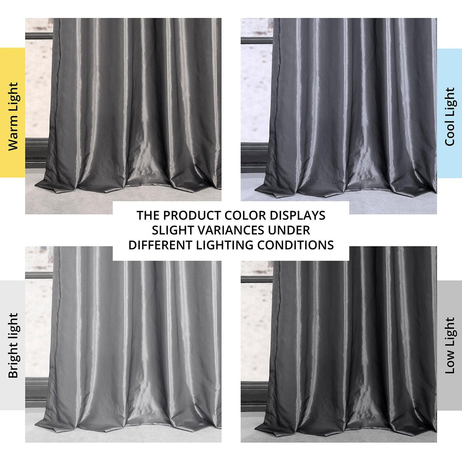 Platinum Grommet Blackout Curtains - Faux Silk Taffeta Window Drapes for Bedroom & Living Room - Noise Reducing & Thermal Insulated Room Darkening Panels