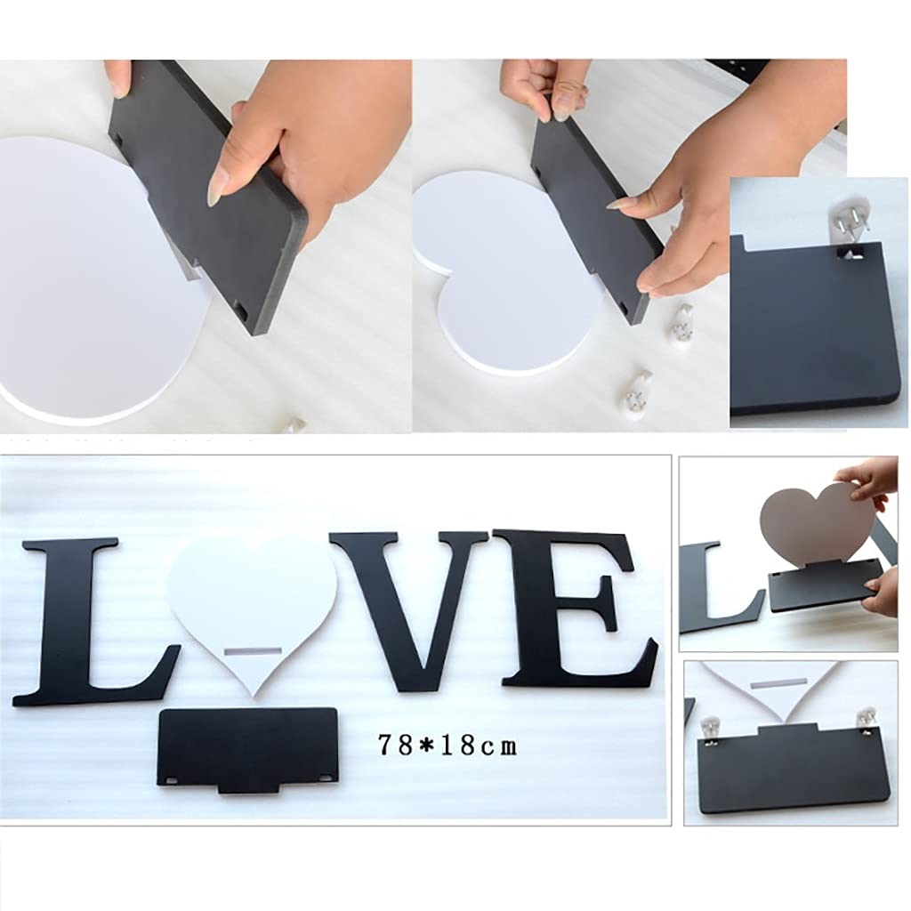 8 Pack Wooden Live Photo Frame Collage with Wall Clock & Alphabet Storage Shelf - Wall Art Display for Family Pictures, Gallery Decor in White & Black | Perfect for Living Room, Bedroom & Nursery Décor