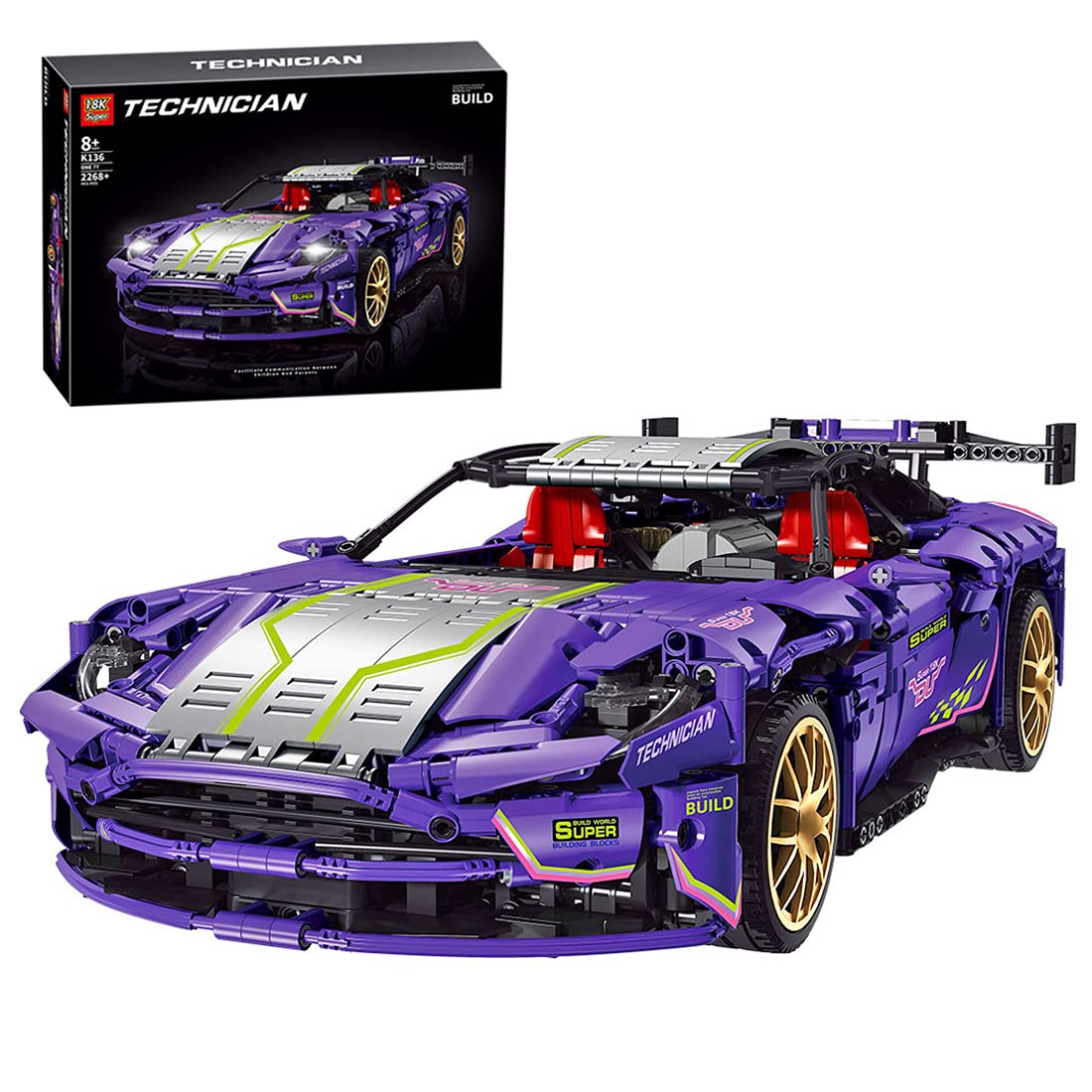 Aston Martin ONE-77 Super 18K K136 Racing Car Building Kit (2268 Pieces) - RAVPump Collectible Construction Blocks, Compatible with Lego Technic - Perfect for Car Enthusiasts, Model Collectors & STEM Education