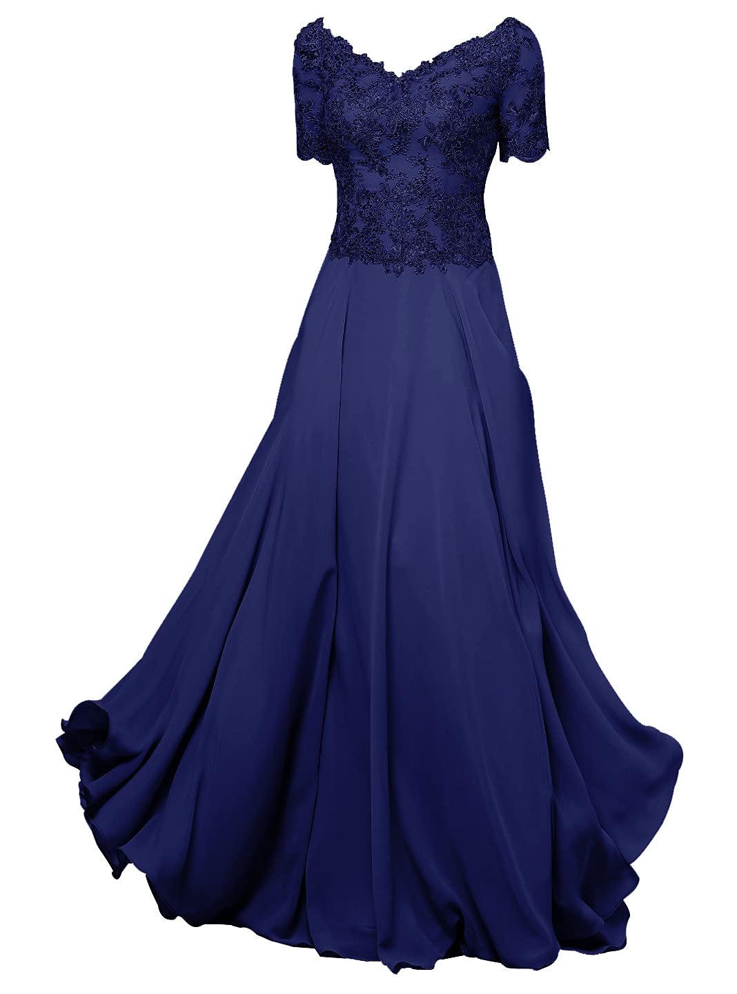 Elegant Mother of The Bride Dresses for Women - Long Chiffon Evening Gown with Short Sleeves - Perfect for Weddings, Formal Events & Special Occasions