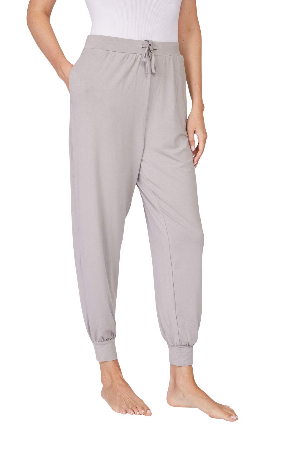 Pure Fiber Women's Draped Jogger Pants - Soft Comfortable Lounge Pants for Yoga, Running & Casual Wear - Ash Grey, Large Size - Perfect for Home, Gym and Travel