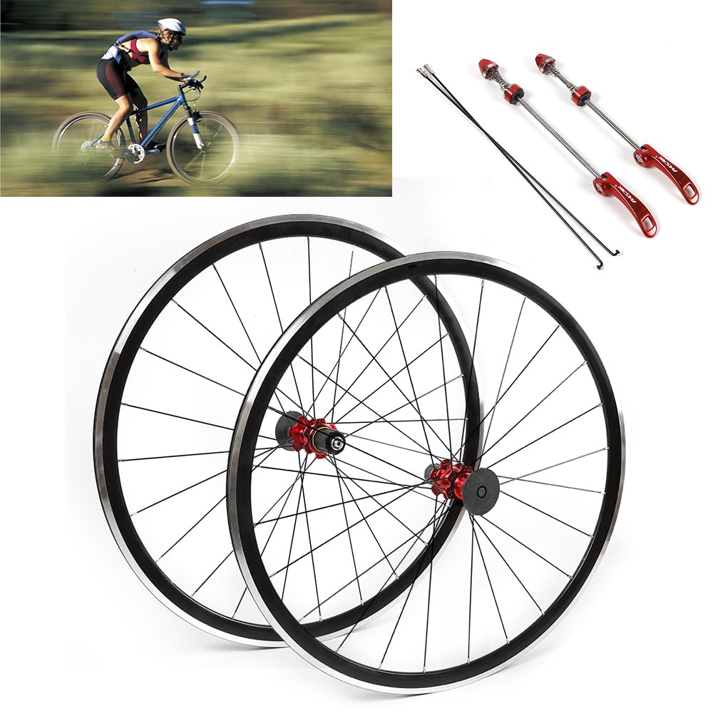 TBVECHI 700C Road Bike Wheelset - 20 Spoke Front & 24 Spoke Rear Wheels with 7075 Hub, Rim Brake & Freewheel - Perfect for Road Cycling, Commuting & Training