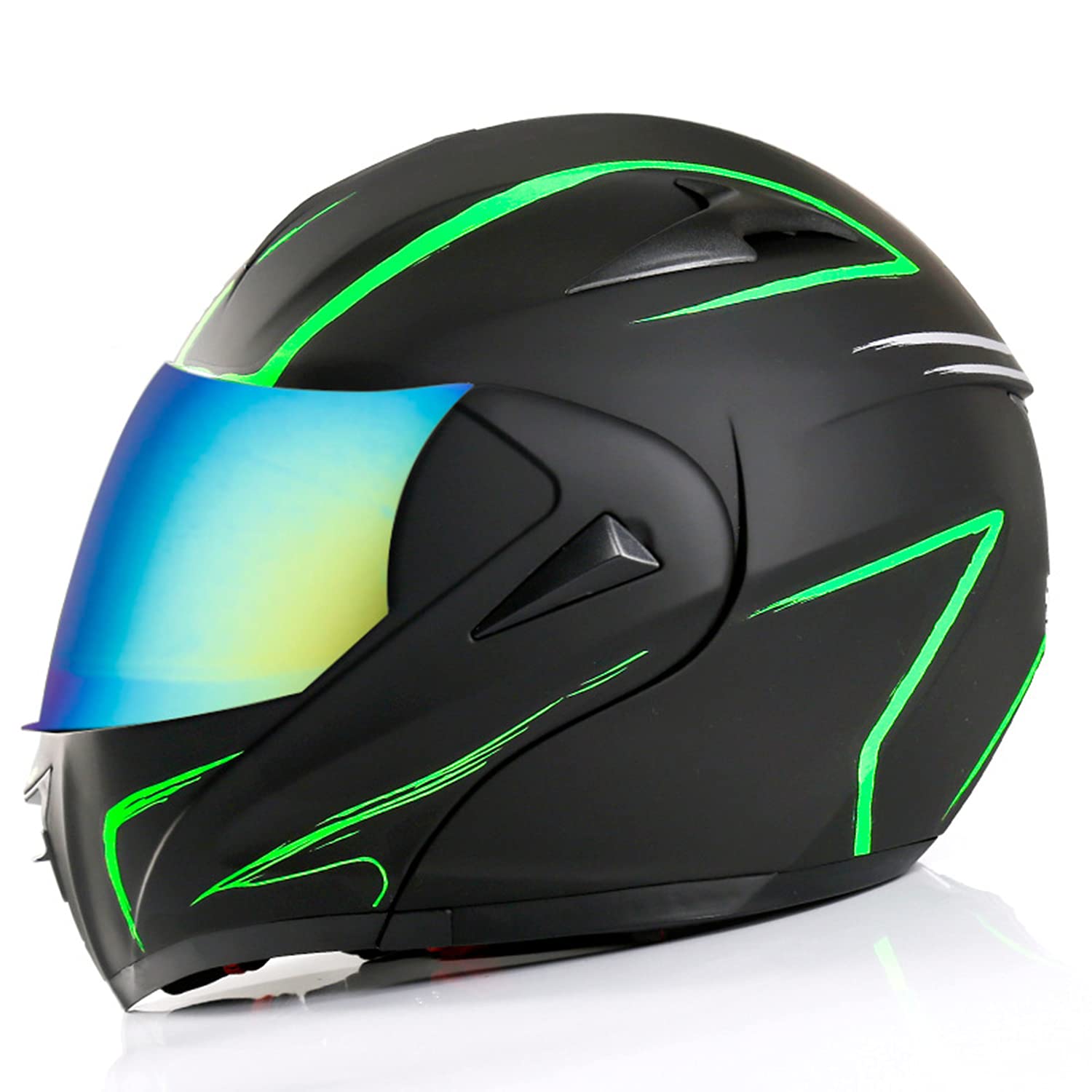 Anti-Fog Dual Visor Modular Motorcycle Helmet - ECE/DOT Approved Full Face Flip Up Crash Helmet for Men & Women - Perfect for Street Bikes, Scooters, Cross Country Racing & Long Rides