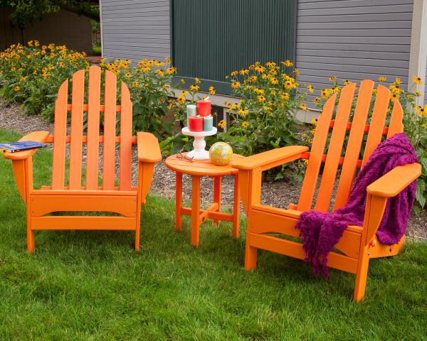 Polywood Classic Folding Adirondack Chair 3-Piece Set - Outdoor Patio Furniture for Deck, Poolside & Garden Relaxation