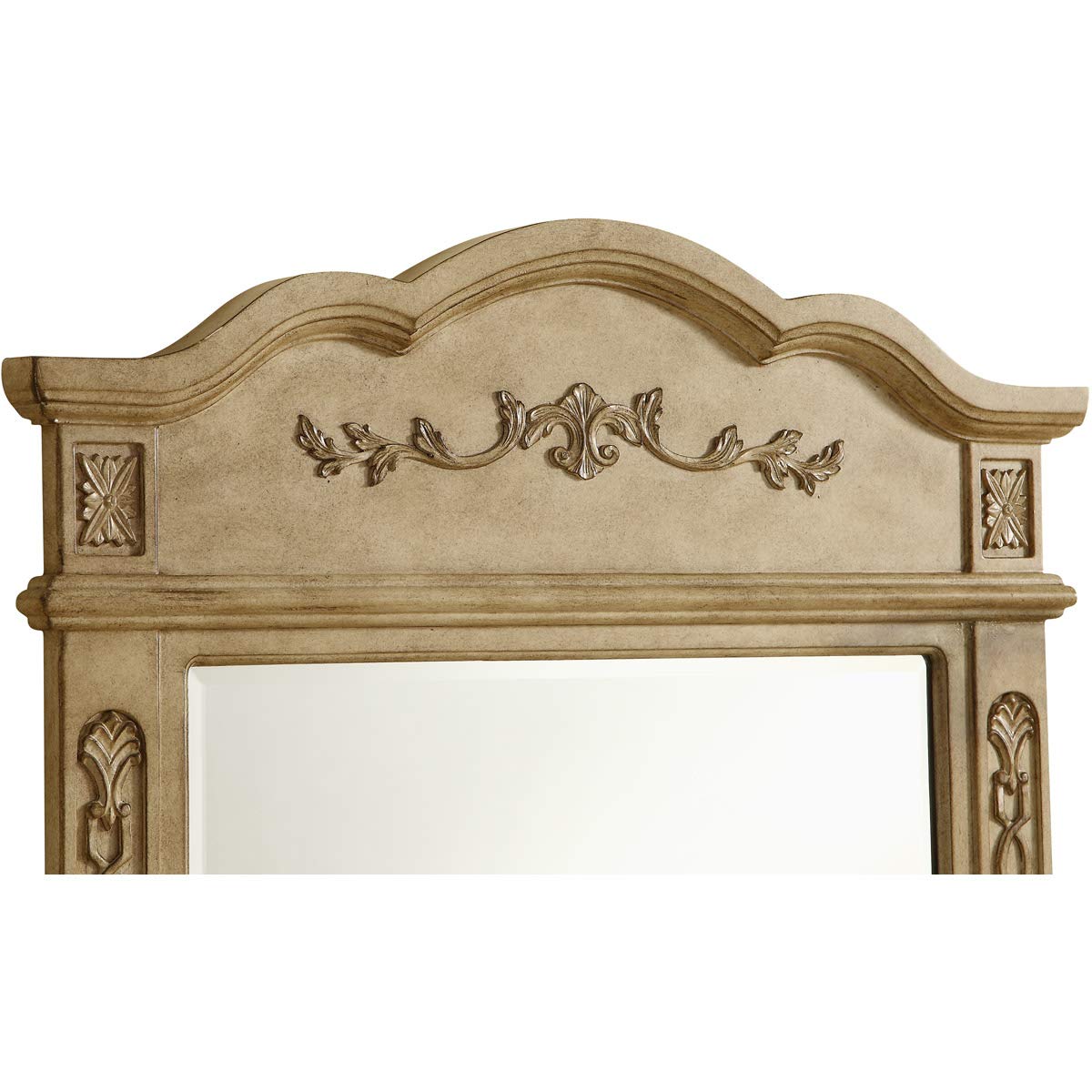 Elegant Decor Danville 38x32 Inch Wood Frame Bathroom Mirror in Antique Beige - Perfect for Vanity, Powder Room & Farmhouse Style Bathroom Decor