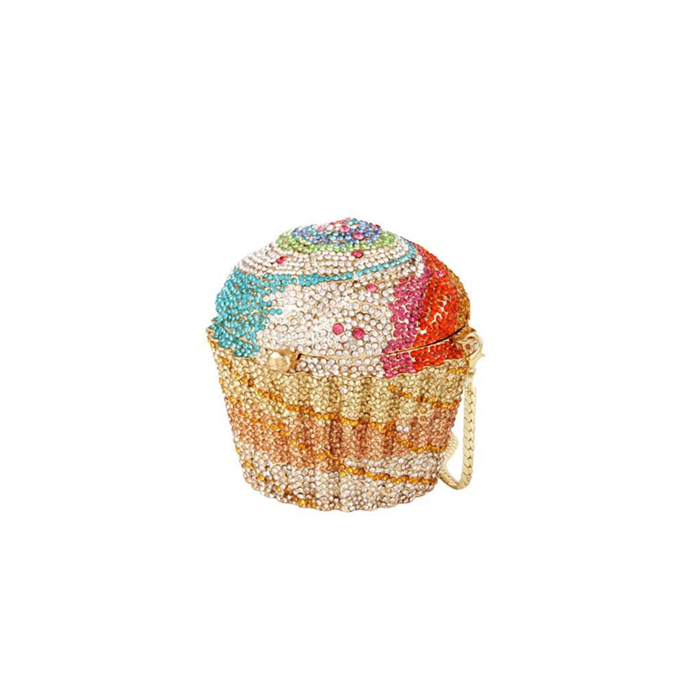 Sparkly Rhinestone Mini Cupcake Clutch Purse - Luxury Wedding Party Evening Crossbody Handbag for Brides, Prom, Banquet & Special Occasions