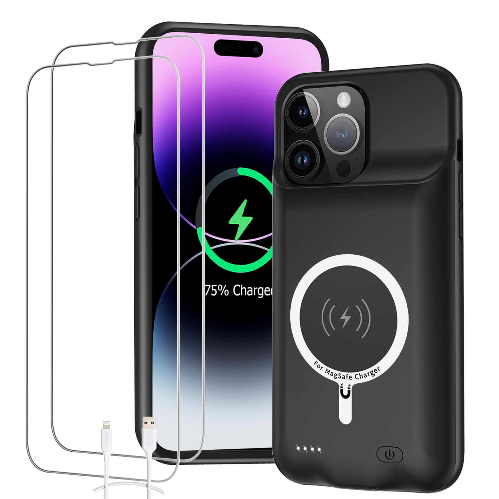 10800mAh iPhone 14 Pro Max Battery Case - Smart Portable Charger with Wireless Charging | Rechargeable Protective Case for iPhone 14 Pro Max (6.7