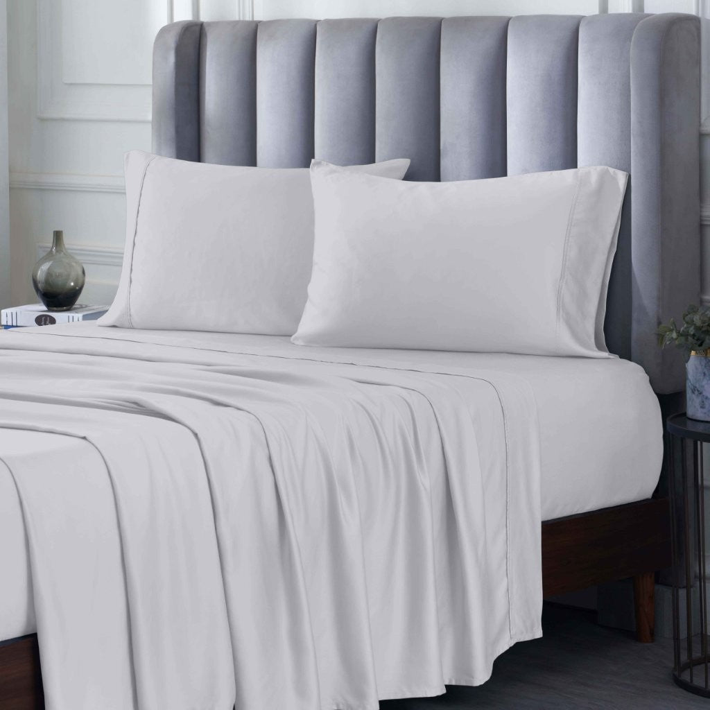 300 Thread Count Rayon Bamboo Deep Pocket Sheet Set - Ultra Soft & Breathable Bed Sheets for Queen Size Mattress - Perfect for Hot Sleepers & All-Season Comfort