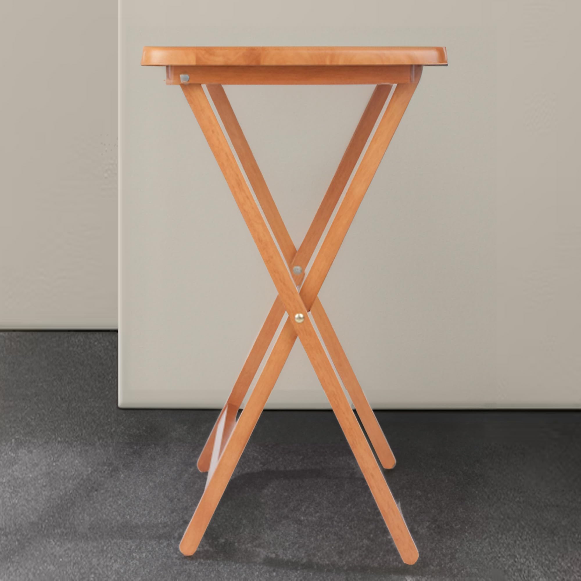 5-Piece Oversize Teak Wooden Snack Table Set - Foldable Rectangular Tray Tables for Living Room, Patio, Beach - Perfect for Snacks, Beverages, Books & Home Decor