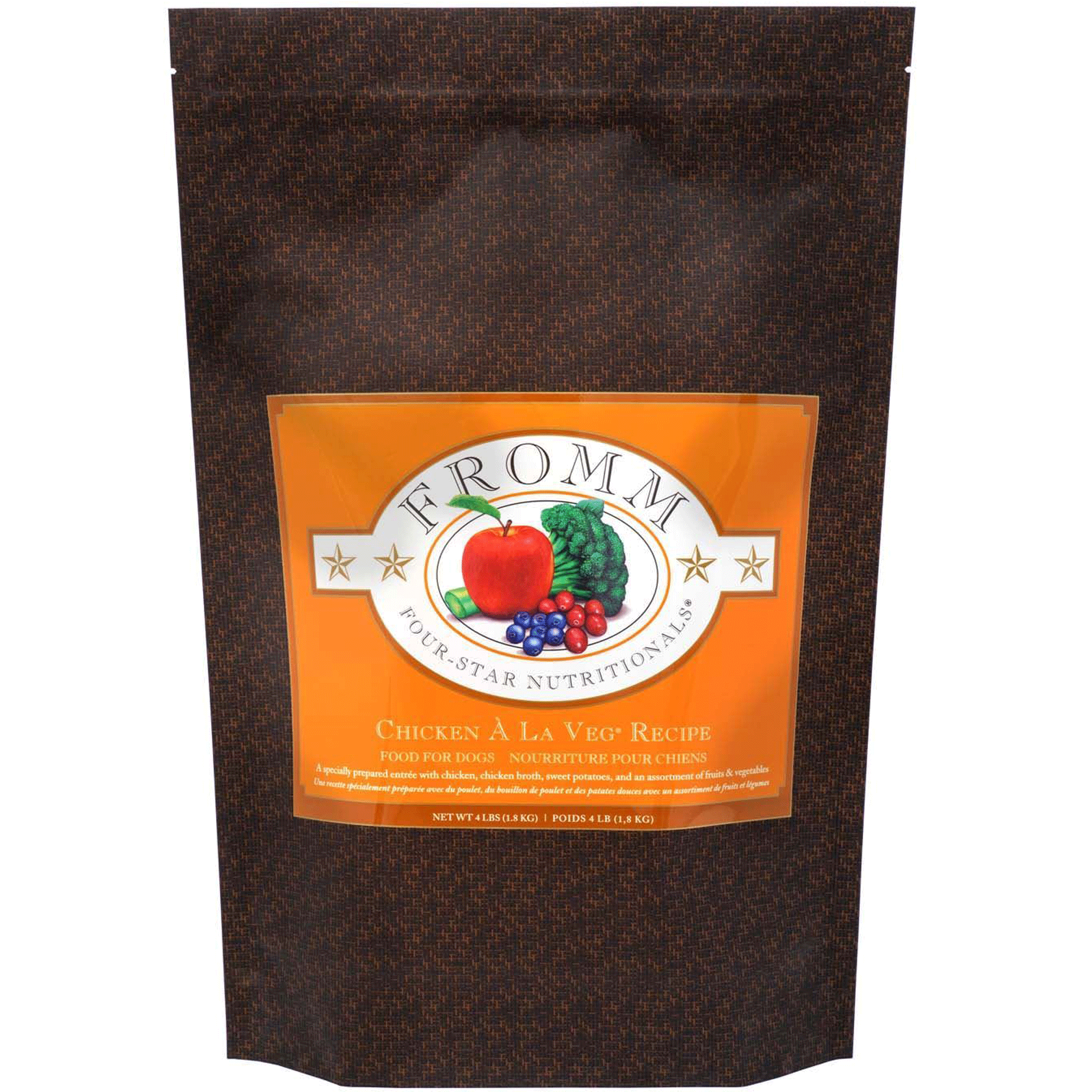 Premium Fromm's Four Star Chicken a la Veg Grain-Free Dry Dog Food - High Protein, All-Natural Ingredients for Healthy Digestion - Perfect for Adult Dogs with Sensitive Stomachs