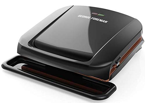 4-Serving Copper Electric Indoor Grill & Panini Press with Removable Plates - Perfect for Family Dinners, Party Cooking & Healthy Meals