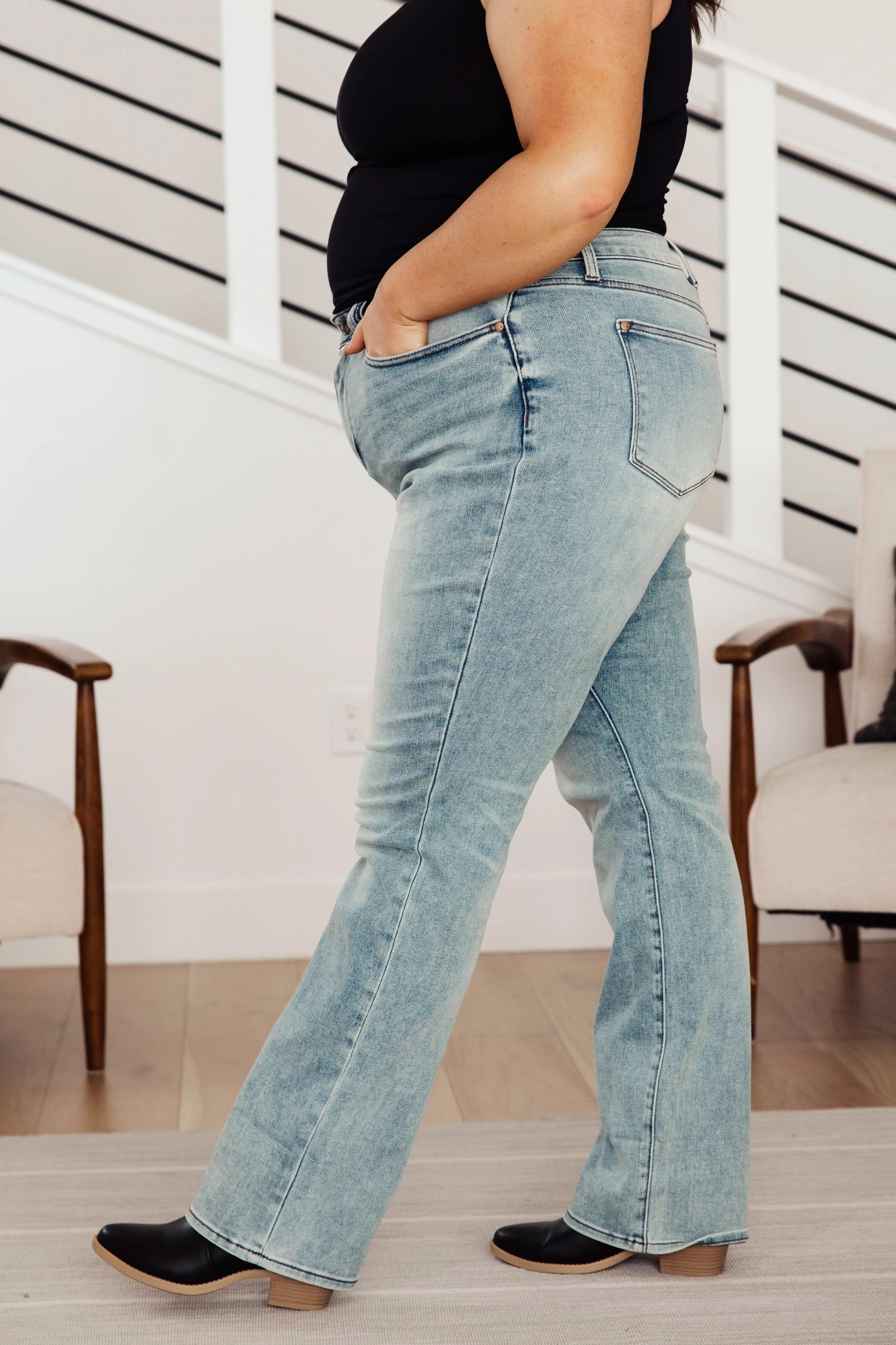 Miranda High Rise Plaid Cuff Vintage Straight Jeans for Women - Classic Retro Denim Pants with Checkered Hem Detail | Perfect for Casual Outfits, Date Nights & 90s Fashion Looks