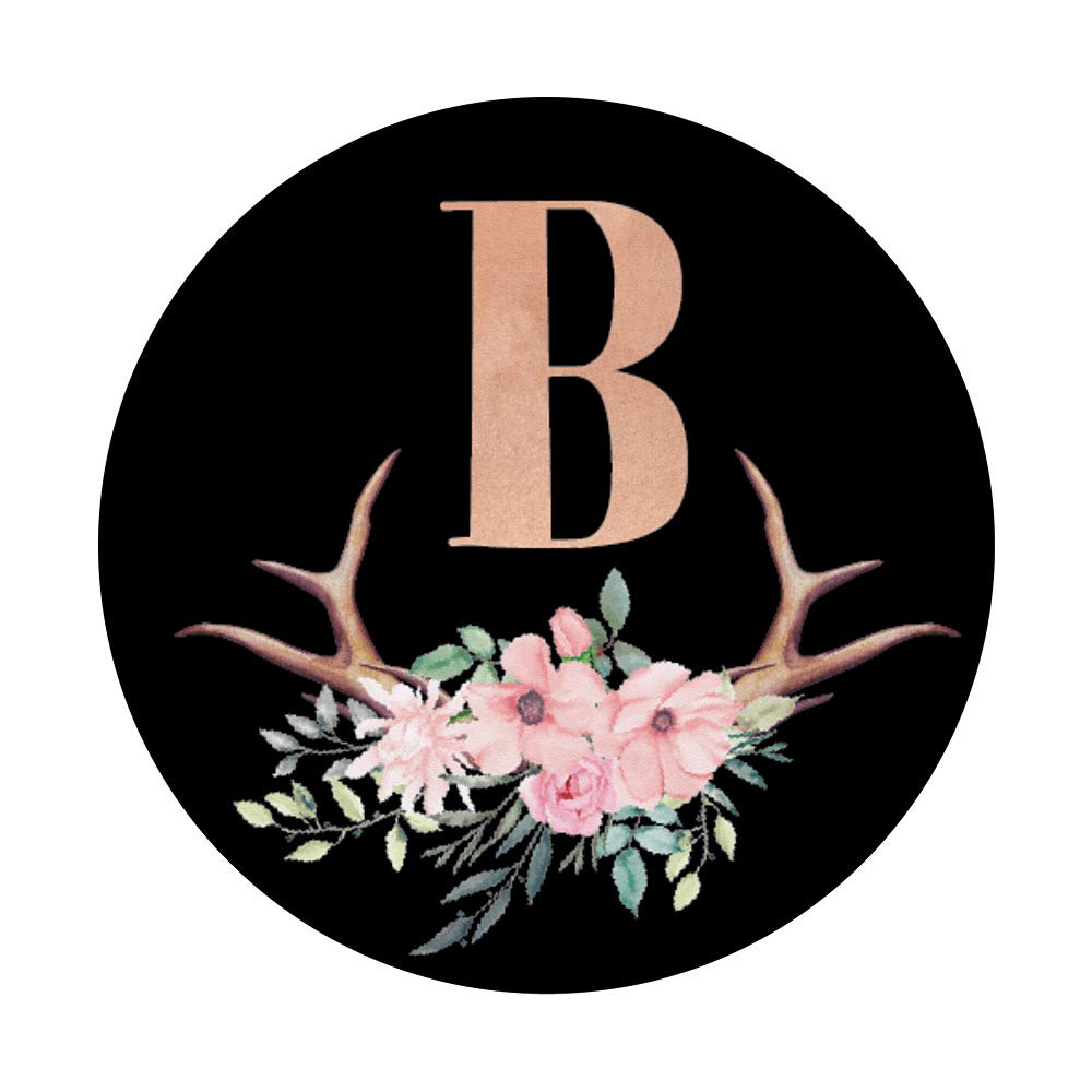 Personalized Monogram Letter B Necklace - Rose Gold Antler Pendant with Pink Floral Design | Perfect for Birthdays, Anniversaries & Gifts for Women