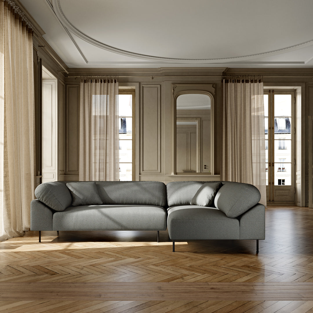 Modern Collar Pre-Configured Sectional Sofa Set - 2 Piece L-Shaped Living Room Furniture for Small Spaces | Perfect for Apartments, Condos & Cozy Homes