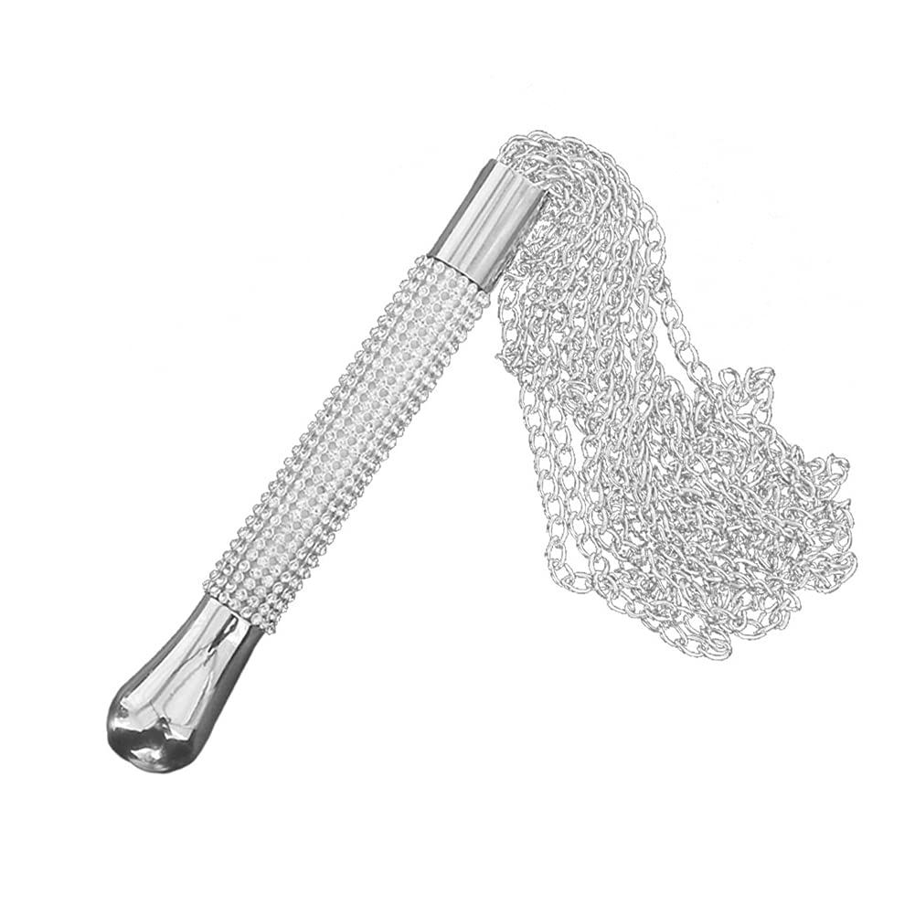 Premium SM BDSM Metal Diamond Handle Chain Whip Flogger - Fetish Hand Paddle for Spanking & Role Play - Perfect for Bondage, Kinky Restraint & Fantasy Sex Toys (Great for Couples Play & BDSM Enthusiasts)