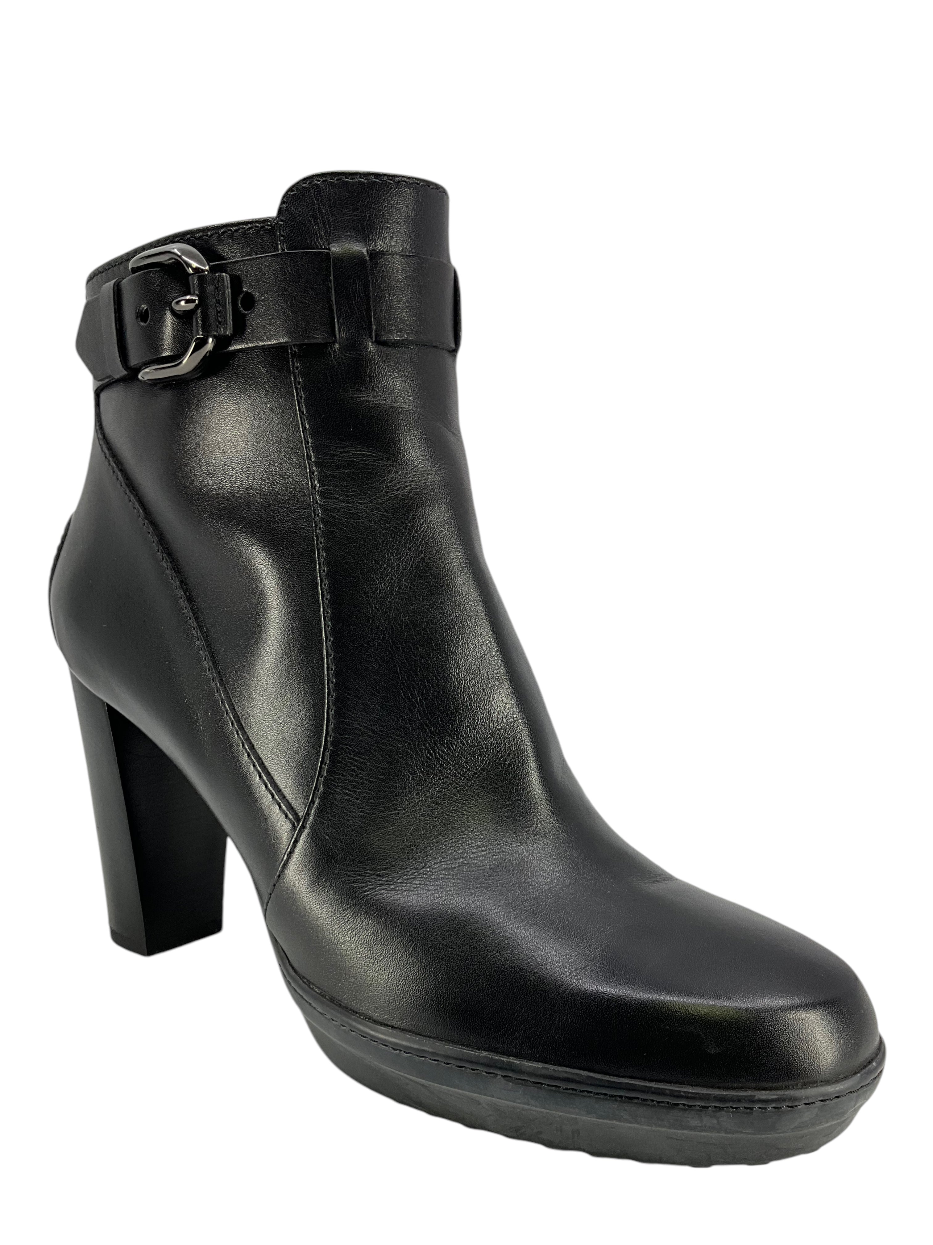 TOD'S Women's Leather Ankle Boots with Buckle Detail - Size 8.5 US - Stylish & Comfortable for Work, Date Night & Fall Fashion